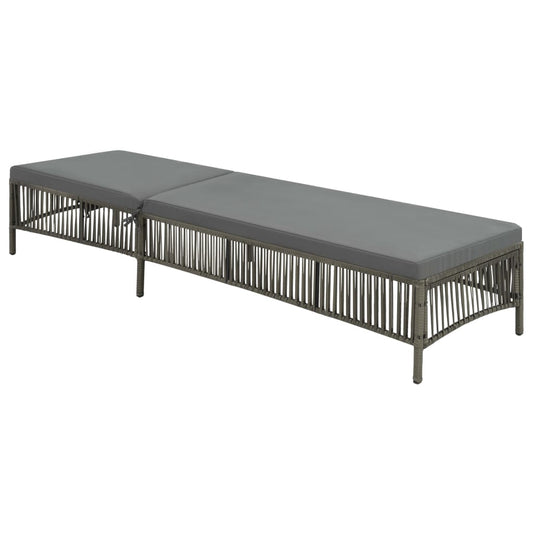 Silla larga con cojín de resina trenzado gris