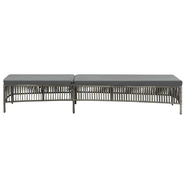 Silla larga con cojín de resina trenzado gris