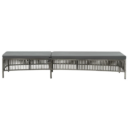 Silla larga con cojín de resina trenzado gris