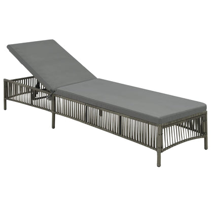 Silla larga con cojín de resina trenzado gris