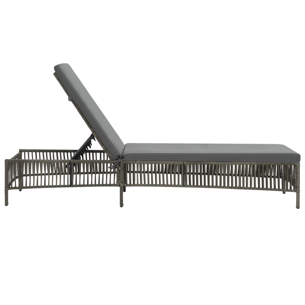 Silla larga con cojín de resina trenzado gris