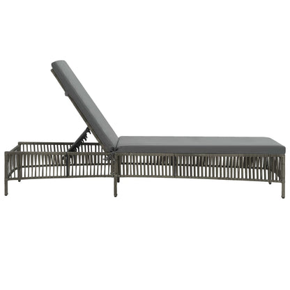 Silla larga con cojín de resina trenzado gris