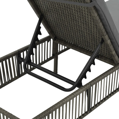 Silla larga con cojín de resina trenzado gris