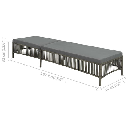 Silla larga con cojín de resina trenzado gris