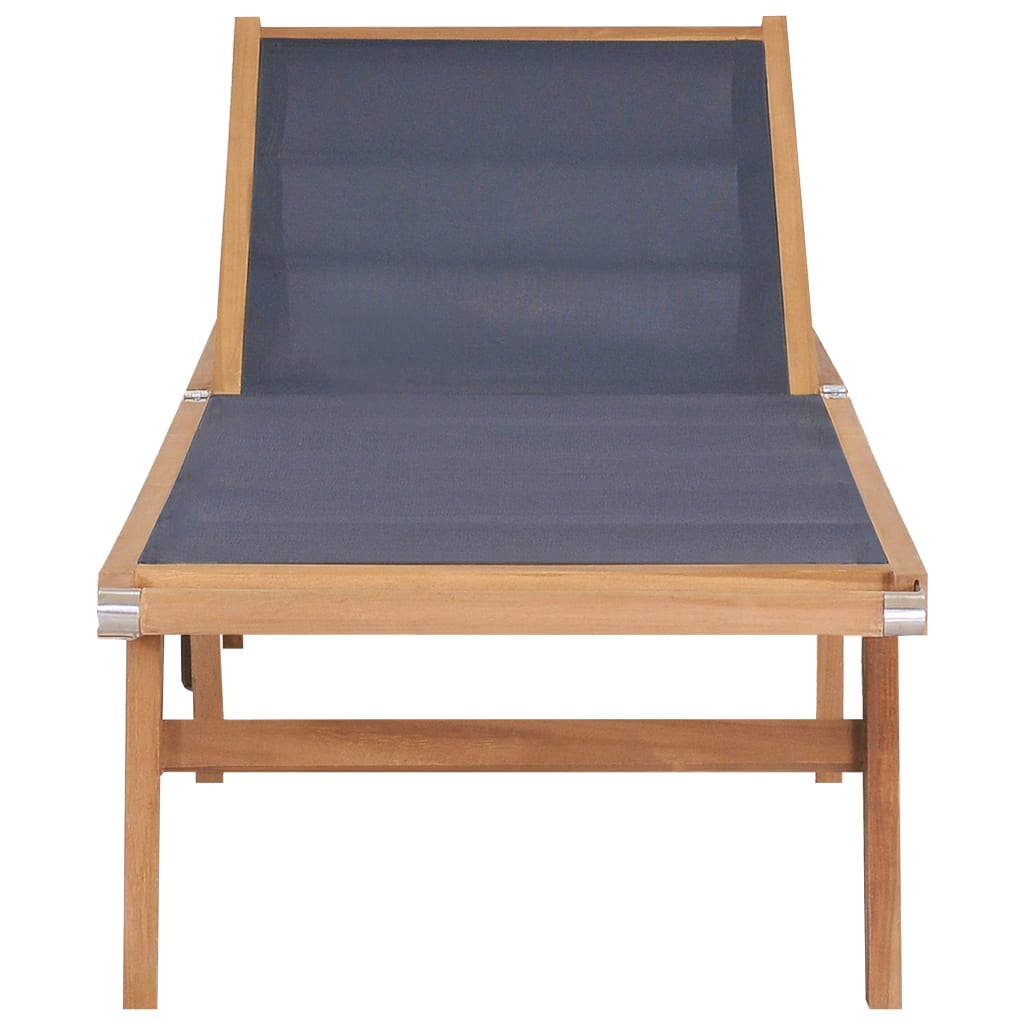 Silla larga plegable con ruedas de teca sólida y textileno