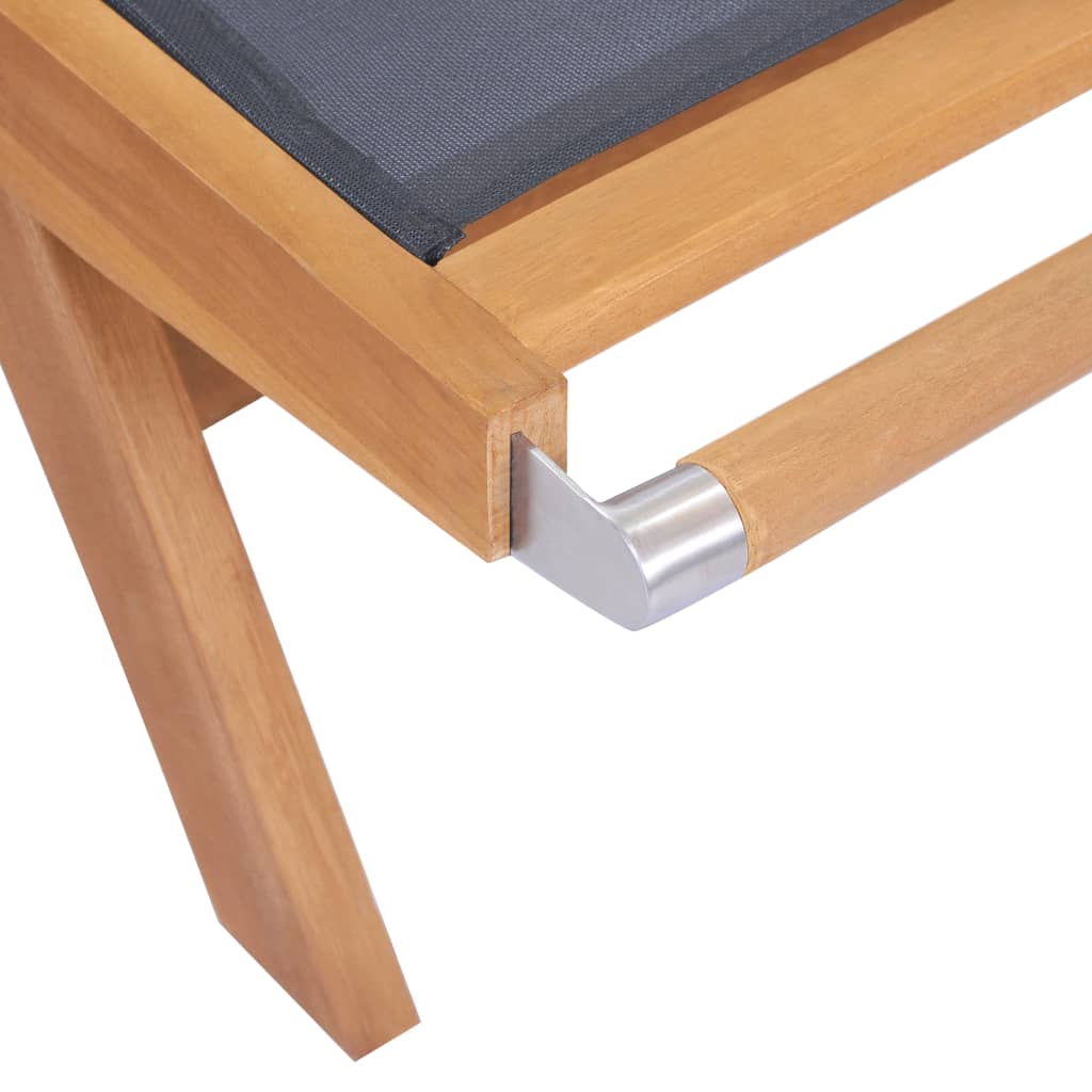Silla larga plegable con ruedas de teca sólida y textileno