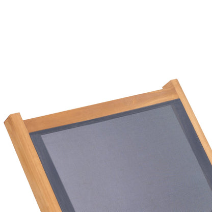 Silla larga plegable con ruedas de teca sólida y textileno
