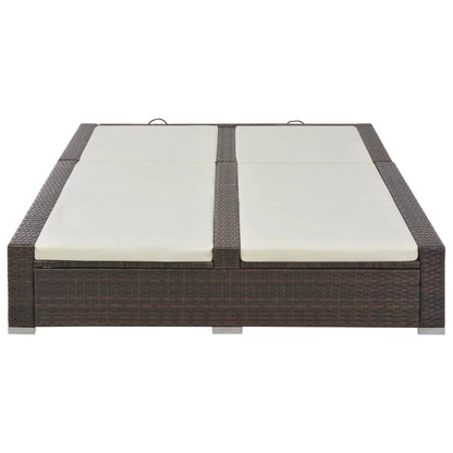 Chaise longue double Résine tressée Marron