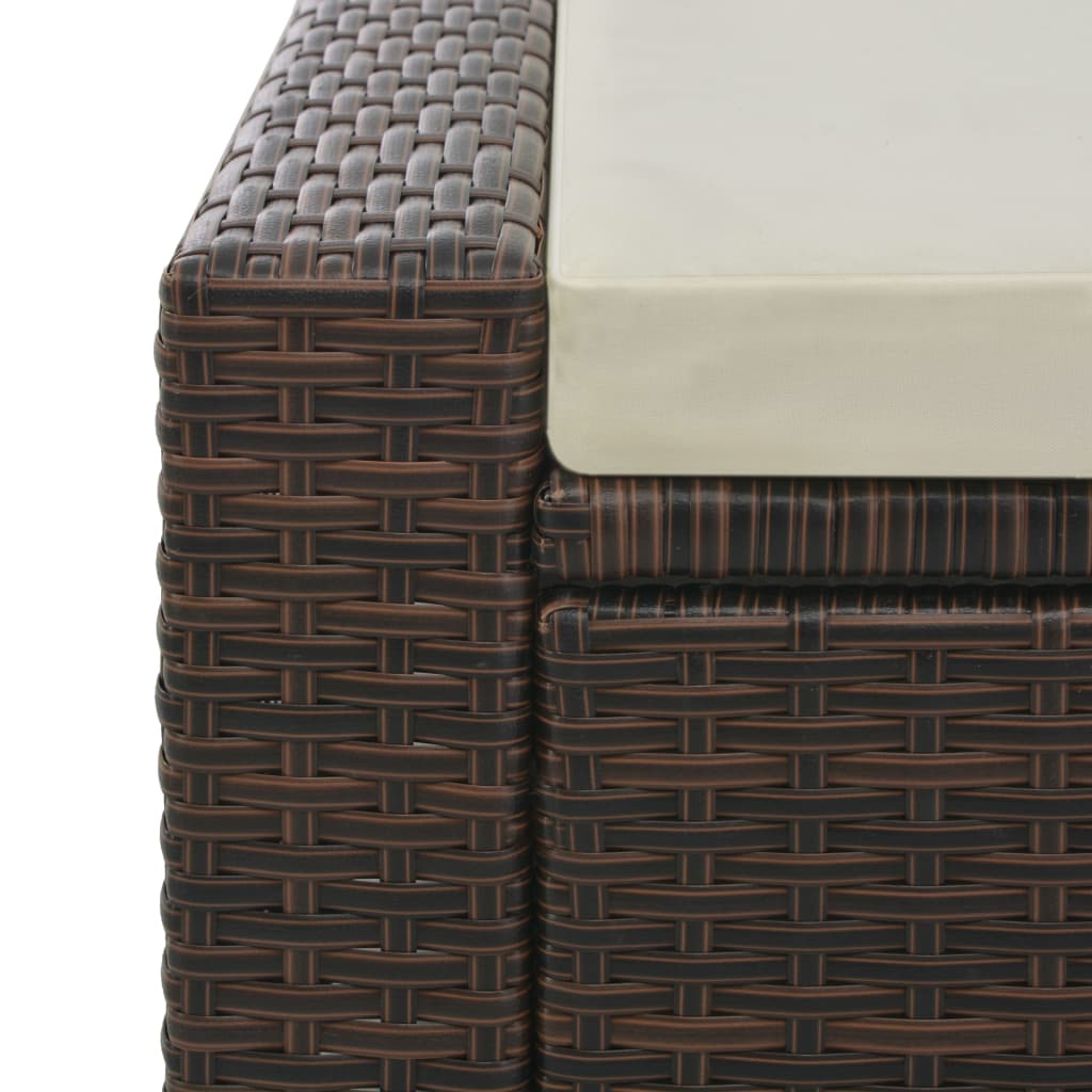 Chaise longue double Résine tressée Marron