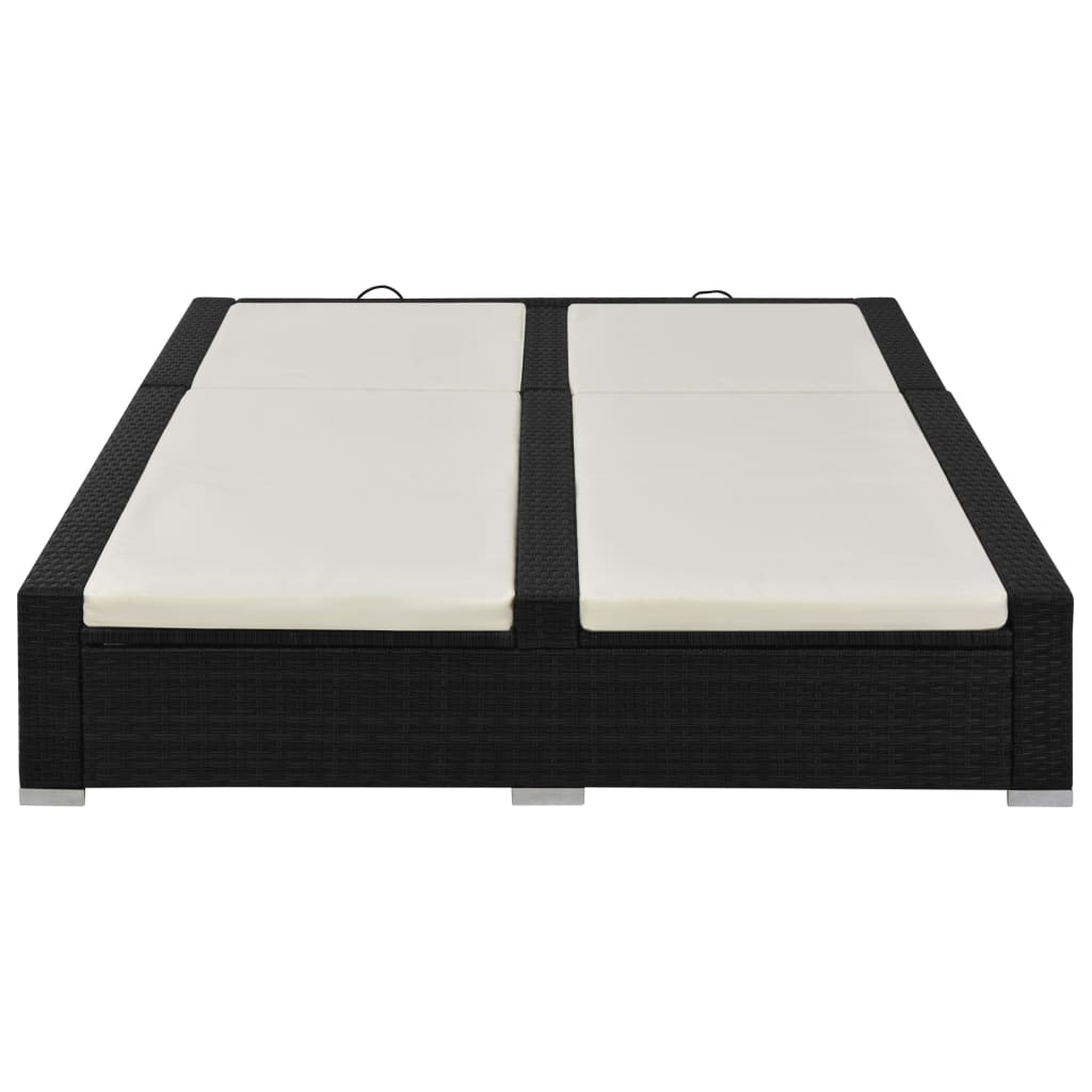 Chaise longue double Résine tressée Noir