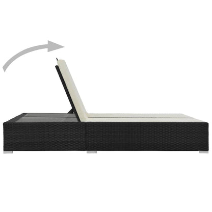 Chaise longue double Résine tressée Noir