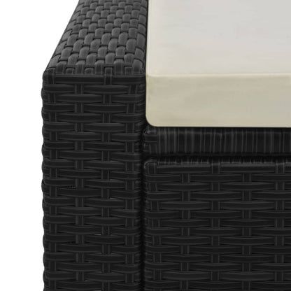 Chaise longue double Résine tressée Noir