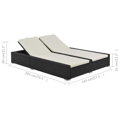 Chaise longue double Résine tressée Noir