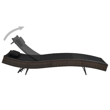 Chaise longue avec oreiller Résine tressée Marron