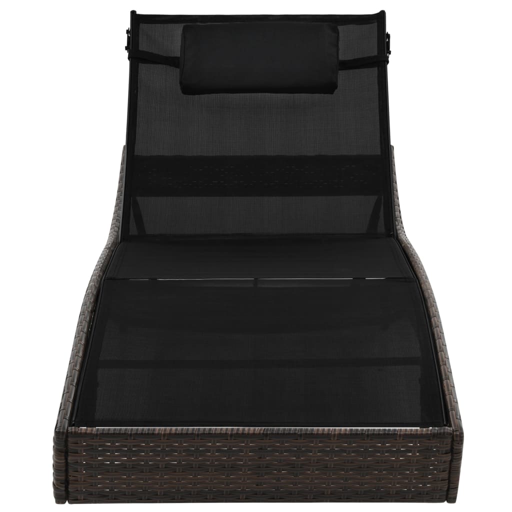 Chaise longue avec oreiller Résine tressée Marron