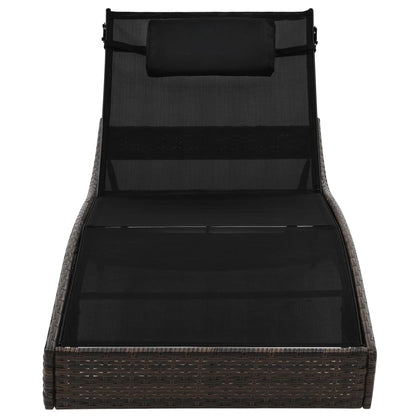 Chaise longue avec oreiller Résine tressée Marron