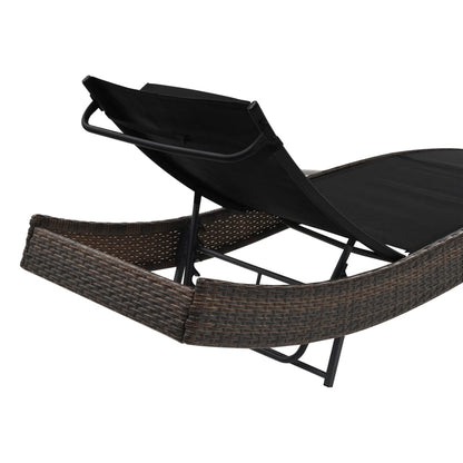 Chaise longue avec oreiller Résine tressée Marron