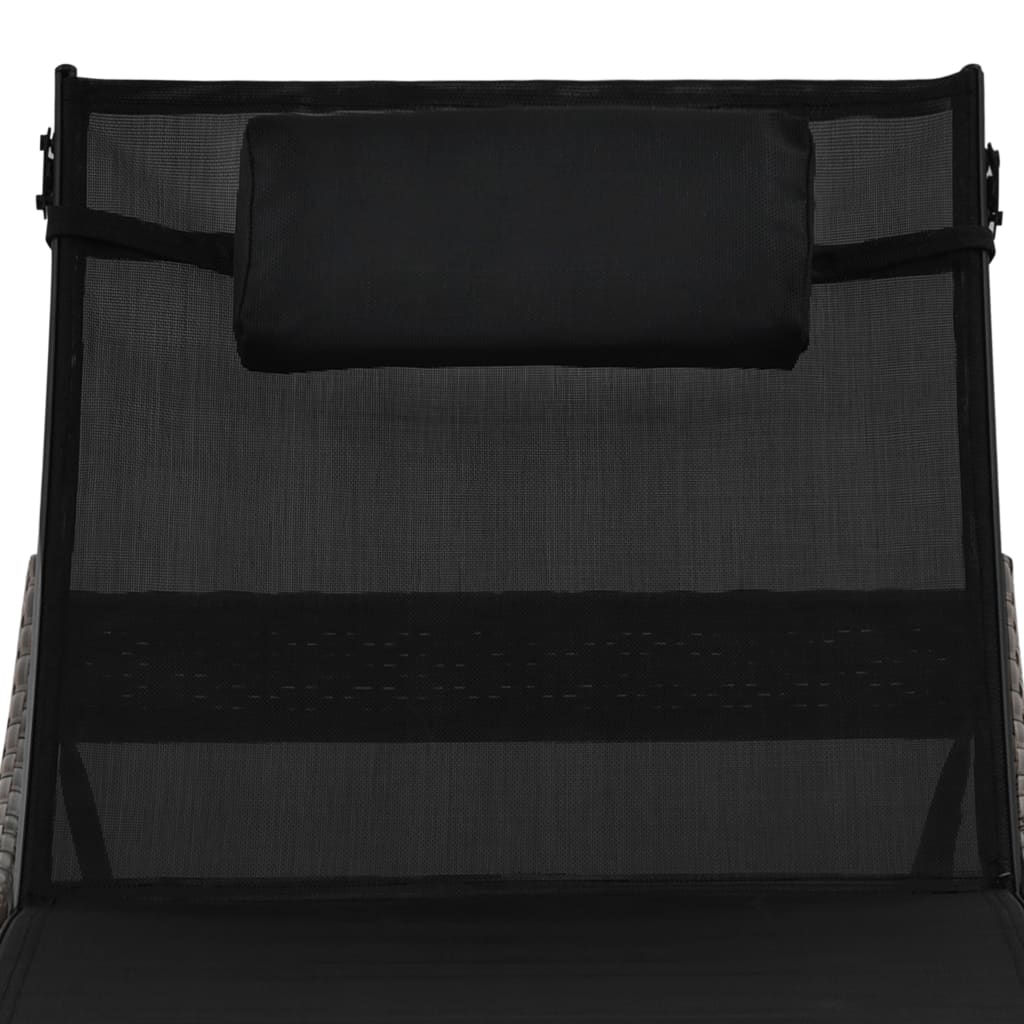Chaise longue avec oreiller Résine tressée Marron