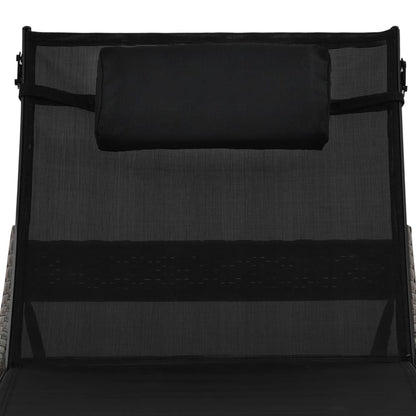 Chaise longue avec oreiller Résine tressée Marron