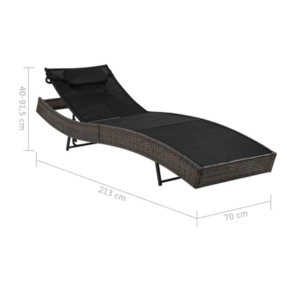 Chaise longue avec oreiller Résine tressée Marron