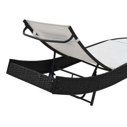 Chaise longue avec oreiller Résine tressée Noir