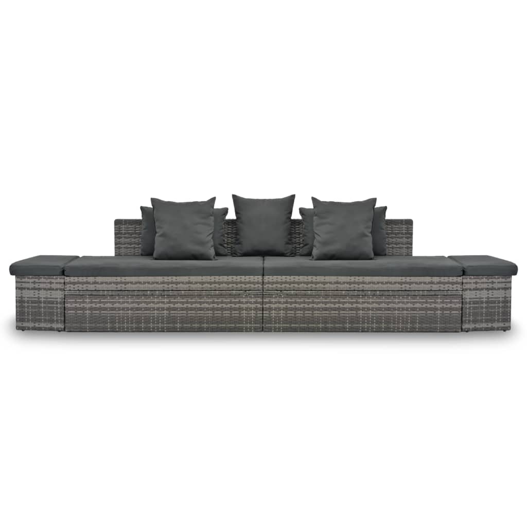 4 pcs garden furniture with gray braided resin cushions