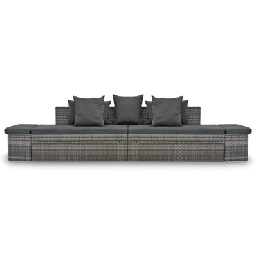 4 pcs garden furniture with gray braided resin cushions