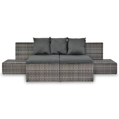 4 pcs garden furniture with gray braided resin cushions
