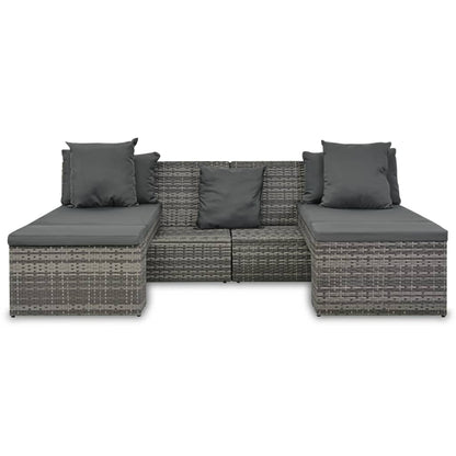 4 pcs garden furniture with gray braided resin cushions