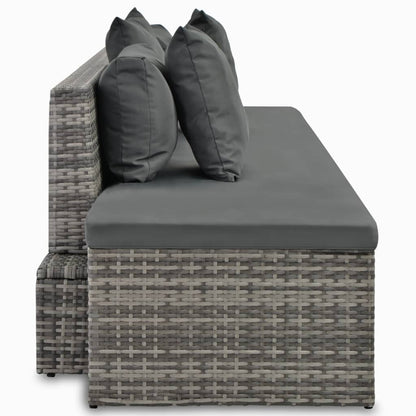 4 pcs garden furniture with gray braided resin cushions