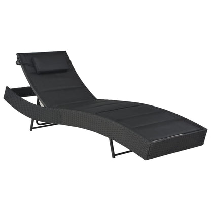 Silla larga de resina trenzada y textileno negro