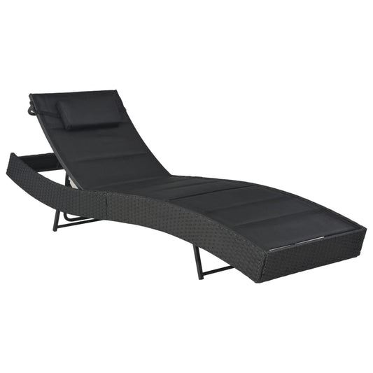 Silla larga de resina trenzada y textileno negro