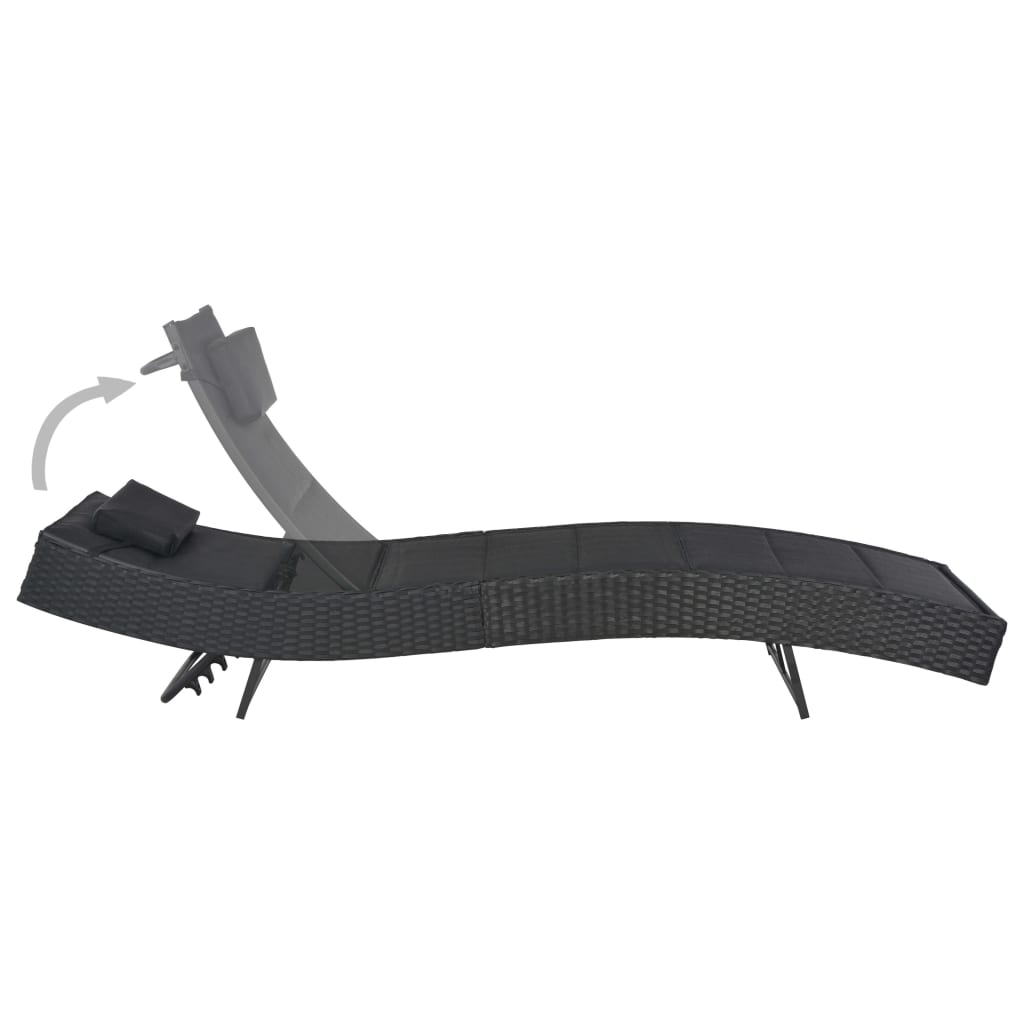 Silla larga de resina trenzada y textileno negro