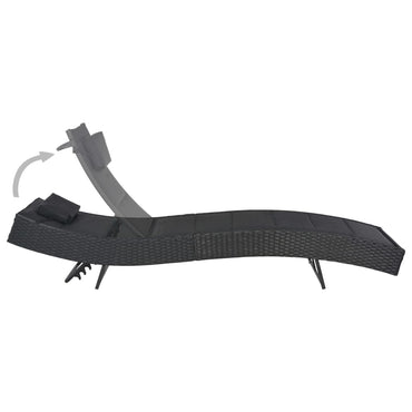 Silla larga de resina trenzada y textileno negro