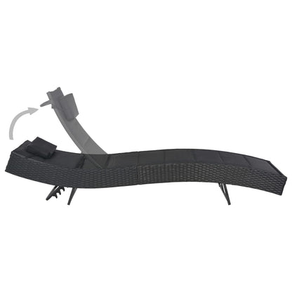 Silla larga de resina trenzada y textileno negro