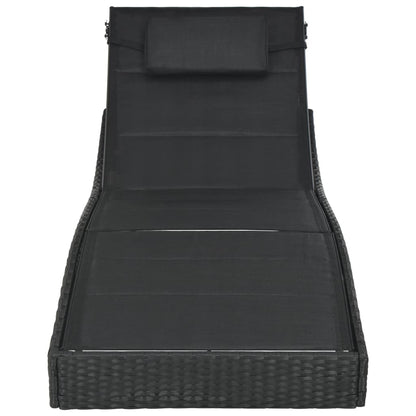 Silla larga de resina trenzada y textileno negro