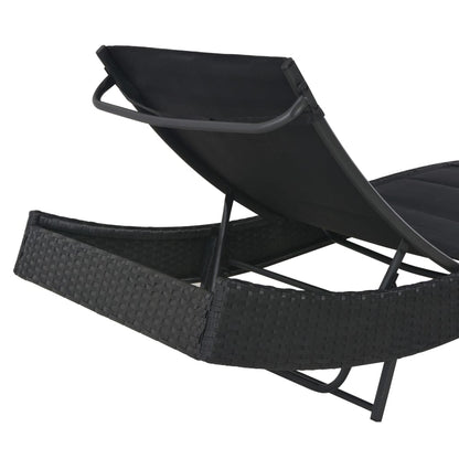 Silla larga de resina trenzada y textileno negro