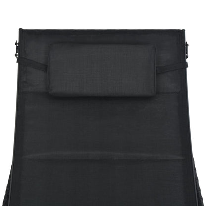 Silla larga de resina trenzada y textileno negro