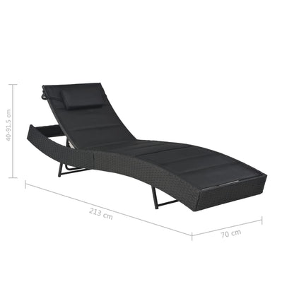 Silla larga de resina trenzada y textileno negro