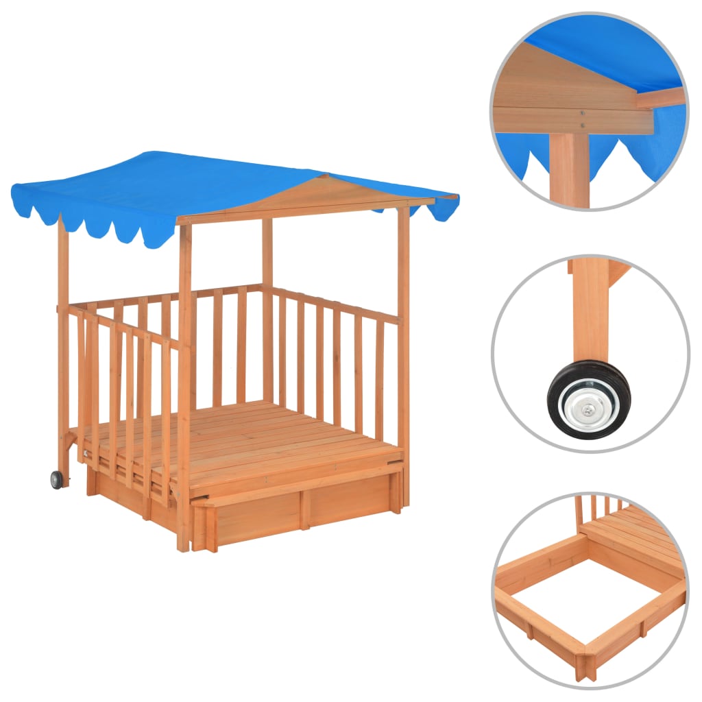 Maison de jeu d'enfants et bac à sable Bois de sapin Bleu UV50