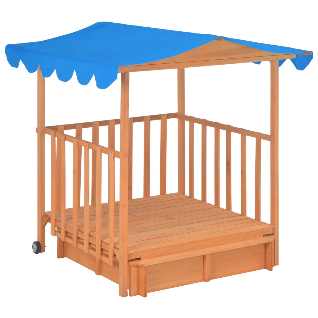 Maison de jeu d'enfants et bac à sable Bois de sapin Bleu UV50