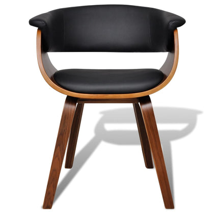 Cadeira de sala de jantar madeira curva e imitação de couro