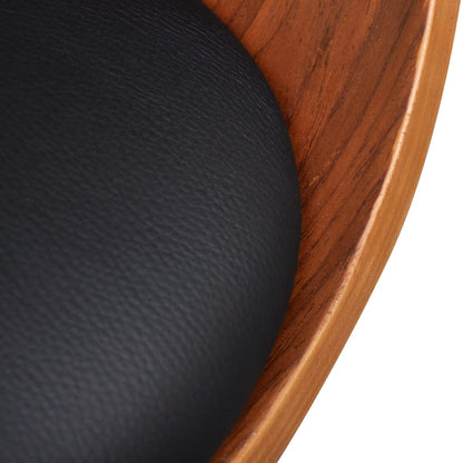 Cadeira de sala de jantar madeira curva e imitação de couro