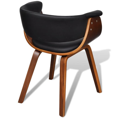 Cadeira de sala de jantar madeira curva e imitação de couro