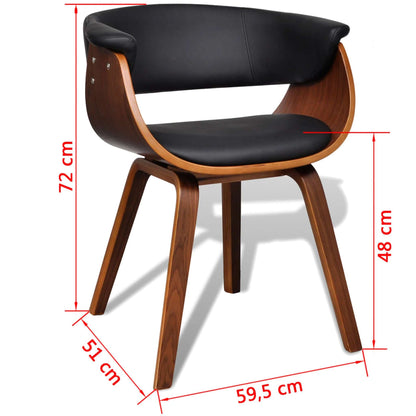 Cadeira de sala de jantar madeira curva e imitação de couro