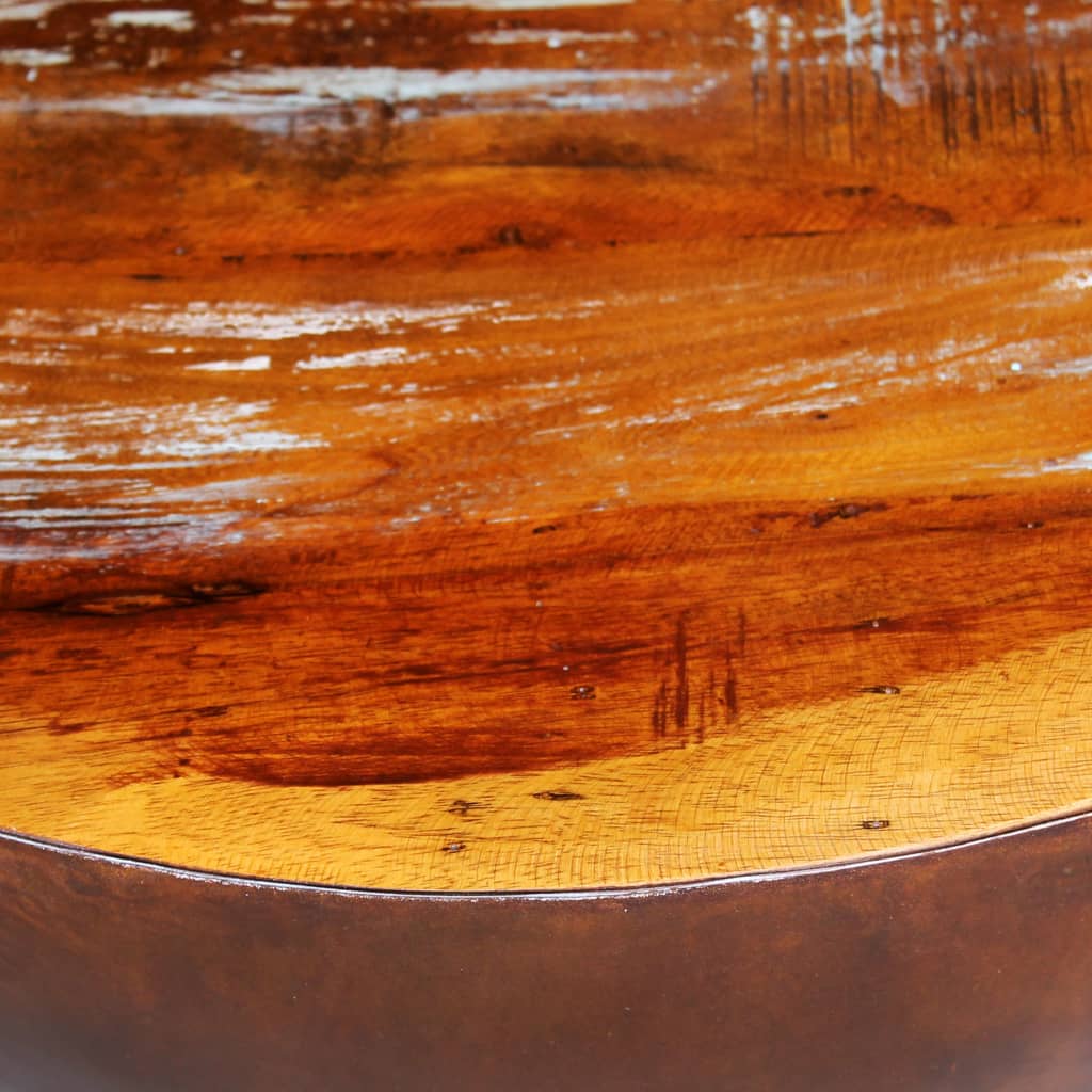 Coffee table forms of bowl with recycled wood steel base