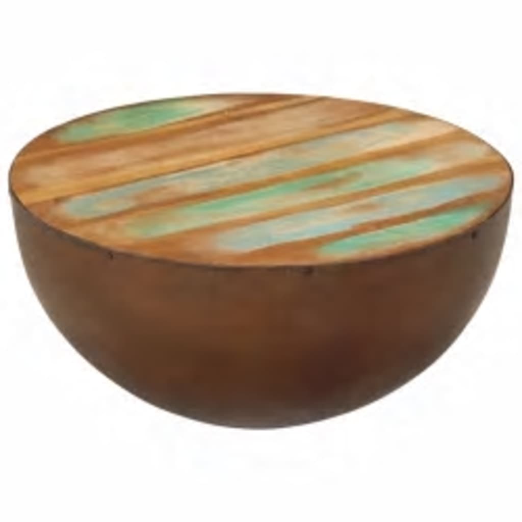 Coffee table forms of bowl with recycled wood steel base
