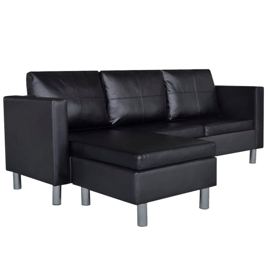 3 -seater sectional sofa black leather black