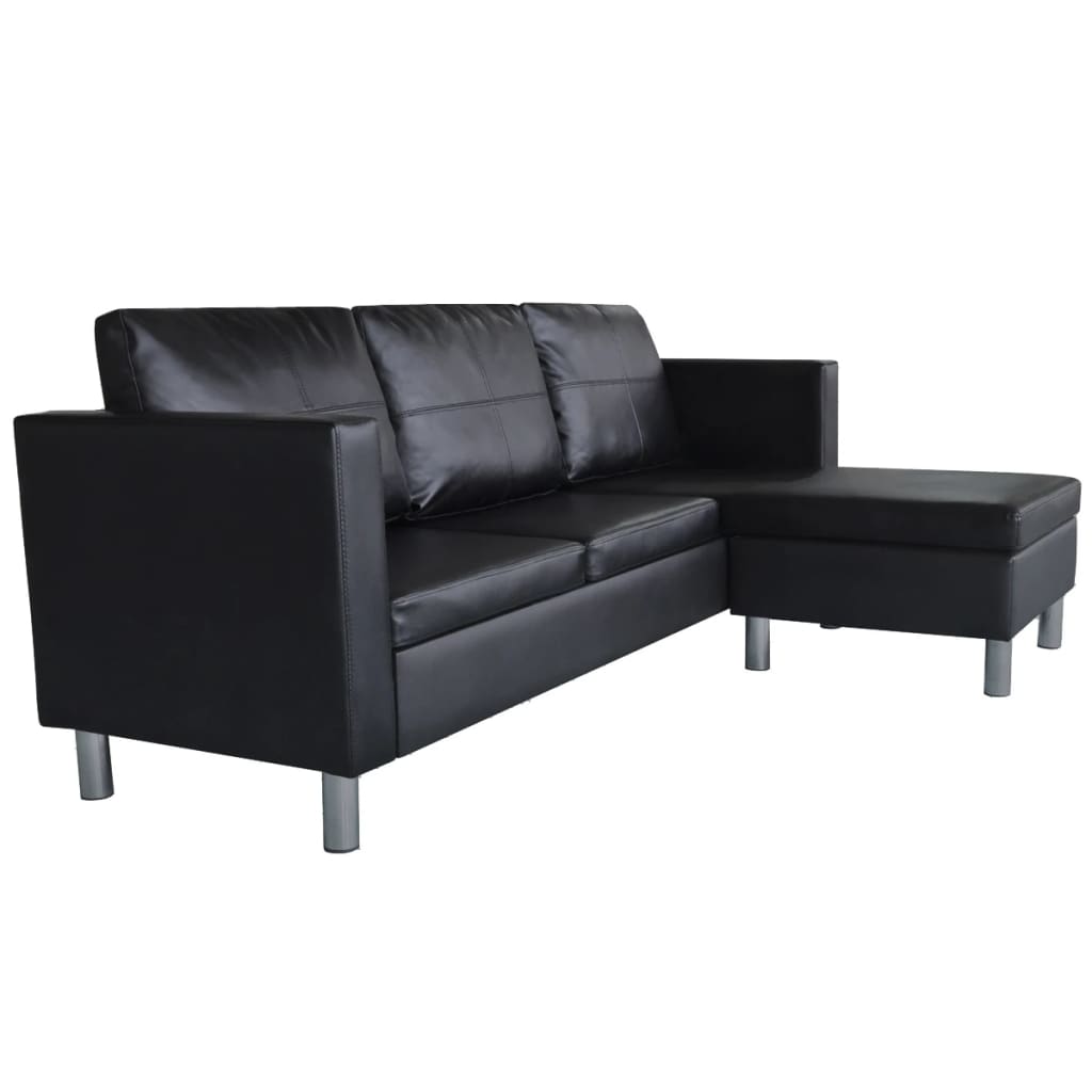 3 -seater sectional sofa black leather black