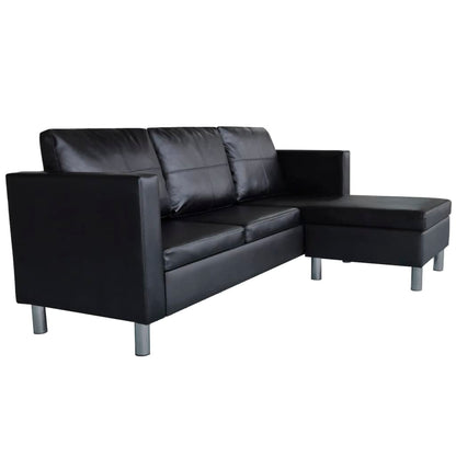 3 -seater sectional sofa black leather black